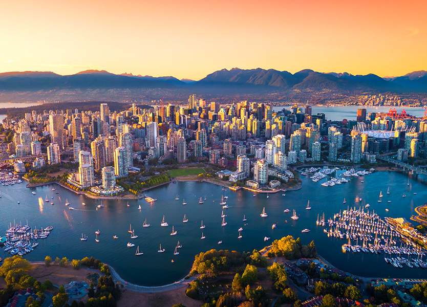 An aerial view of the city of vancouver.
